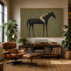 Vintage Americana Art | Abstract Minimalist Horse Hug Figure Canvas