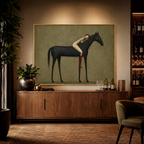Vintage Americana Art | Abstract Minimalist Horse Hug Figure Canvas
