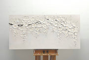 3D-Textured Art | White Cascading Blossoms