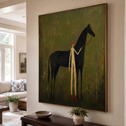 Vintage Americana Art | Faceless man leading horse