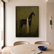Vintage Americana Art | Faceless man leading horse