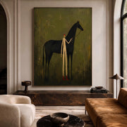 Vintage Americana Art | Faceless man leading horse