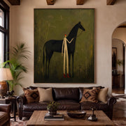Vintage Americana Art | Faceless man leading horse