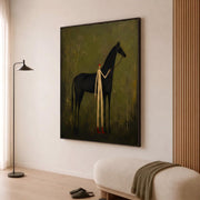 Vintage Americana Art | Faceless man leading horse