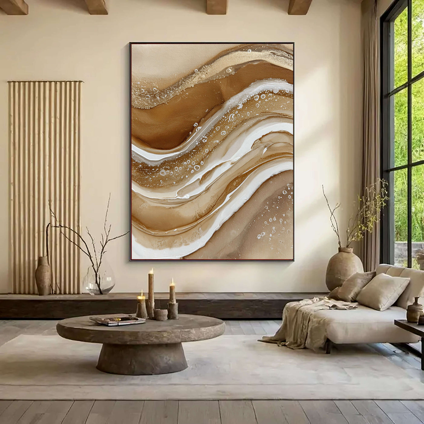 Abstract Art | Golden Fluid Drift