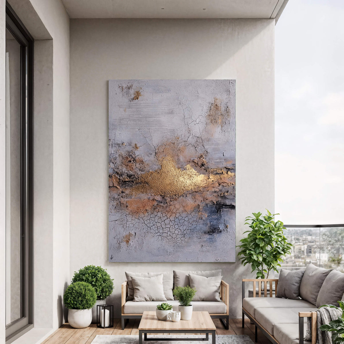 Wabi-Sabi Art | Cracked Gold Horizon