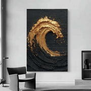 Contemporary Luxe Art | Gilded Midnight Wave