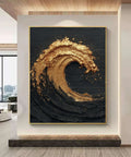 Contemporary Luxe Art | Gilded Midnight Wave