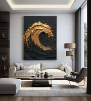 Contemporary Luxe Art | Gilded Midnight Wave