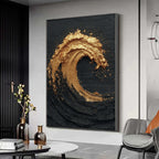 Contemporary Luxe Art | Gilded Midnight Wave