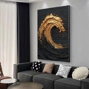 Contemporary Luxe Art | Gilded Midnight Wave