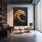 Contemporary Luxe Art | Gilded Midnight Wave