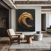 Contemporary Luxe Art | Gilded Midnight Wave