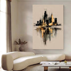Contemporary Luxe Art | Gilded Skyline Reflection
