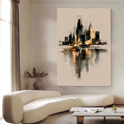 Contemporary Luxe Art | Gilded Skyline Reflection