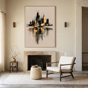 Contemporary Luxe Art | Gilded Skyline Reflection