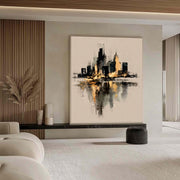 Contemporary Luxe Art | Gilded Skyline Reflection