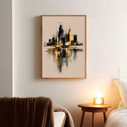 Contemporary Luxe Art | Gilded Skyline Reflection