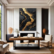 Contemporary Luxe Art | Gilded Onyx Currents
