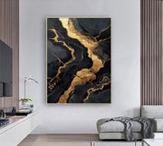 Contemporary Luxe Art | Gilded Onyx Currents