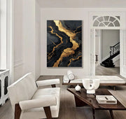 Contemporary Luxe Art | Gilded Onyx Currents
