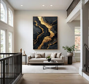 Contemporary Luxe Art | Gilded Onyx Currents