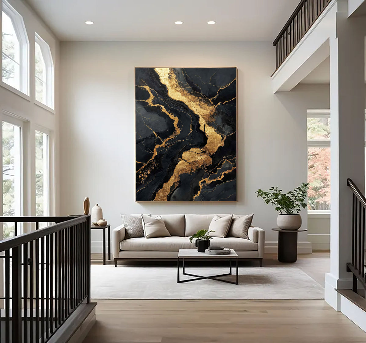 Contemporary Luxe Art | Gilded Onyx Currents
