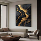 Contemporary Luxe Art | Gilded Onyx Currents