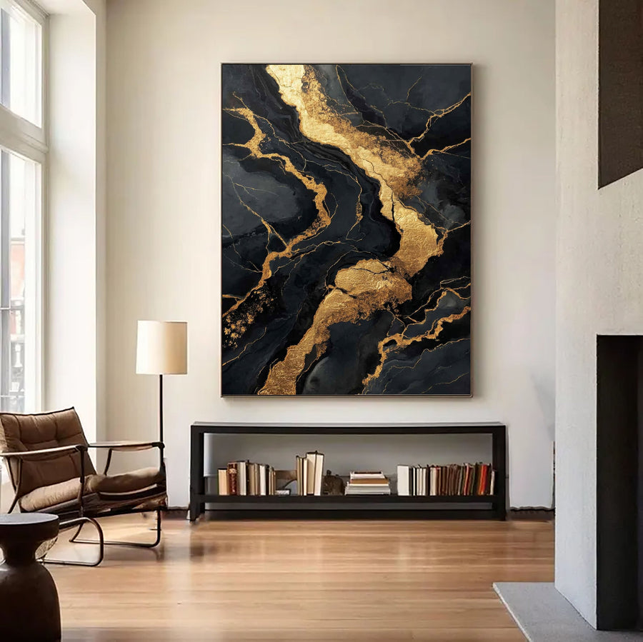 Contemporary Luxe Art | Gilded Onyx Currents