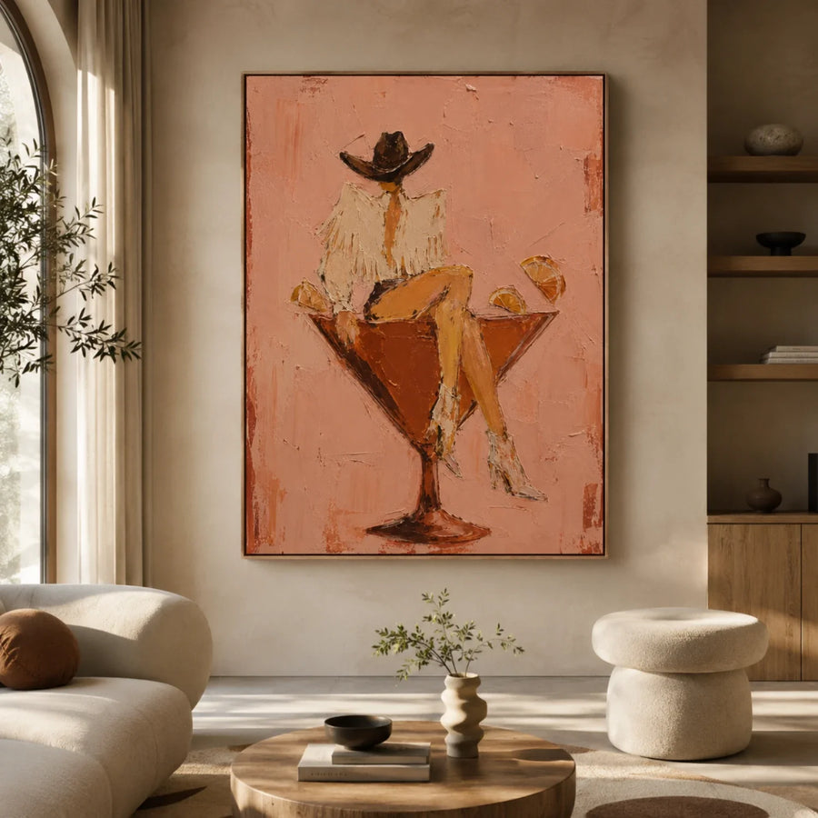 Vintage Americana Art | Cocktail Glass Cowgirl Hour