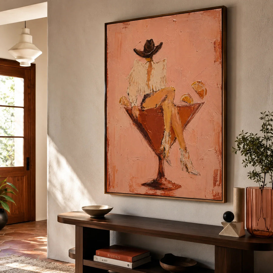 Vintage Americana Art | Cocktail Glass Cowgirl Hour