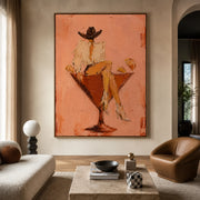Vintage Americana Art | Cocktail Glass Cowgirl Hour