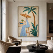 Vintage Americana Art | Coconut Sip Under Palm Canopy