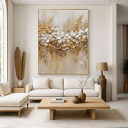 3D-Textured Art | Gilded Floral Relief