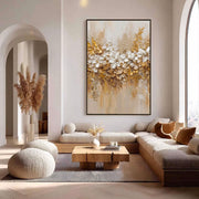 3D-Textured Art | Gilded Floral Relief