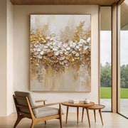 3D-Textured Art | Gilded Floral Relief