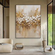 3D-Textured Art | Gilded Floral Relief