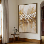 3D-Textured Art | Gilded Floral Relief