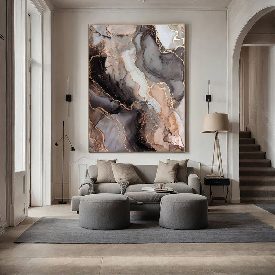 Contemporary Luxe Art | Gilded Marble Veins