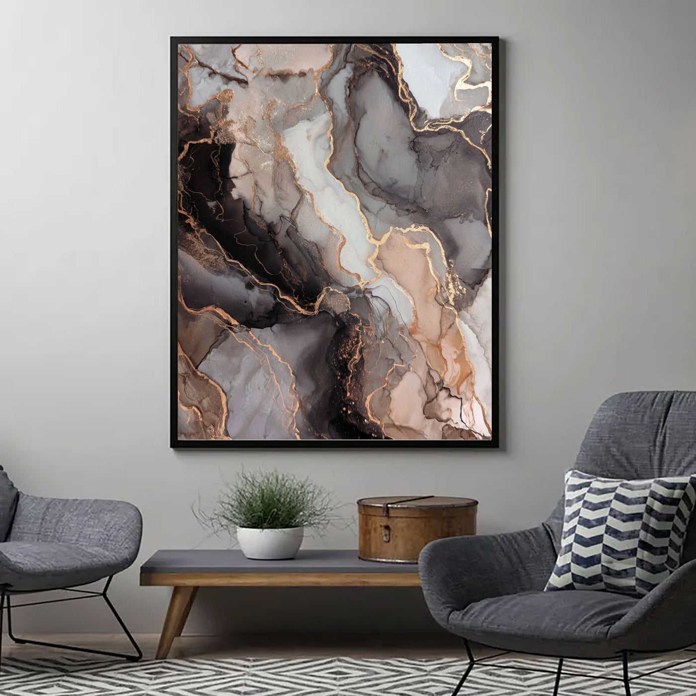 Contemporary Luxe Art | Gilded Marble Veins