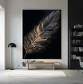 Contemporary Luxe Art | Gilded Onyx Feather