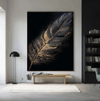 Contemporary Luxe Art | Gilded Onyx Feather