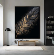 Contemporary Luxe Art | Gilded Onyx Feather