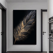 Contemporary Luxe Art | Gilded Onyx Feather