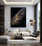 Contemporary Luxe Art | Gilded Onyx Feather