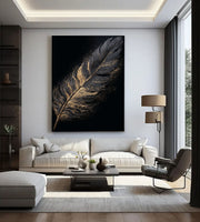 Contemporary Luxe Art | Gilded Onyx Feather