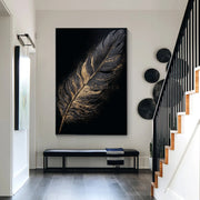 Contemporary Luxe Art | Gilded Onyx Feather