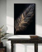 Contemporary Luxe Art | Gilded Onyx Feather