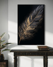 Contemporary Luxe Art | Gilded Onyx Feather
