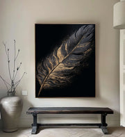 Contemporary Luxe Art | Gilded Onyx Feather